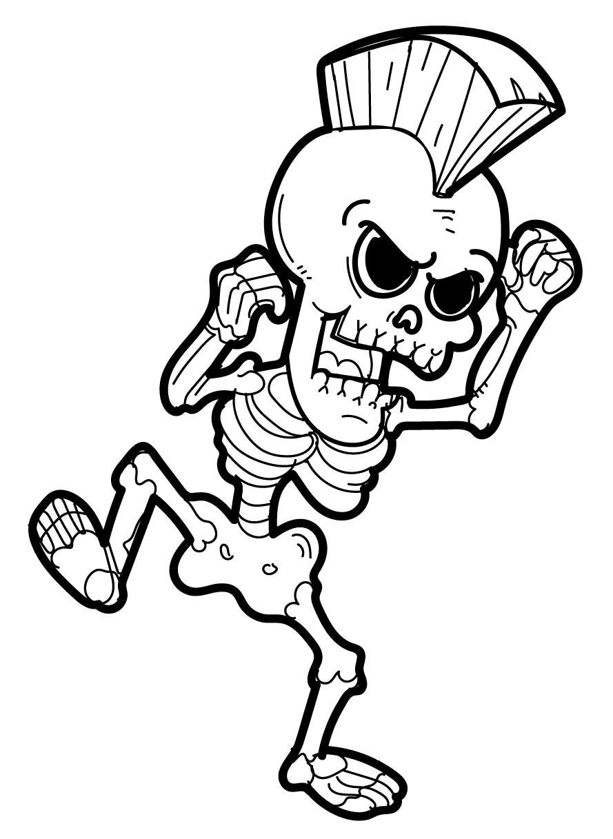 Skeleton coloring pages printable for free download