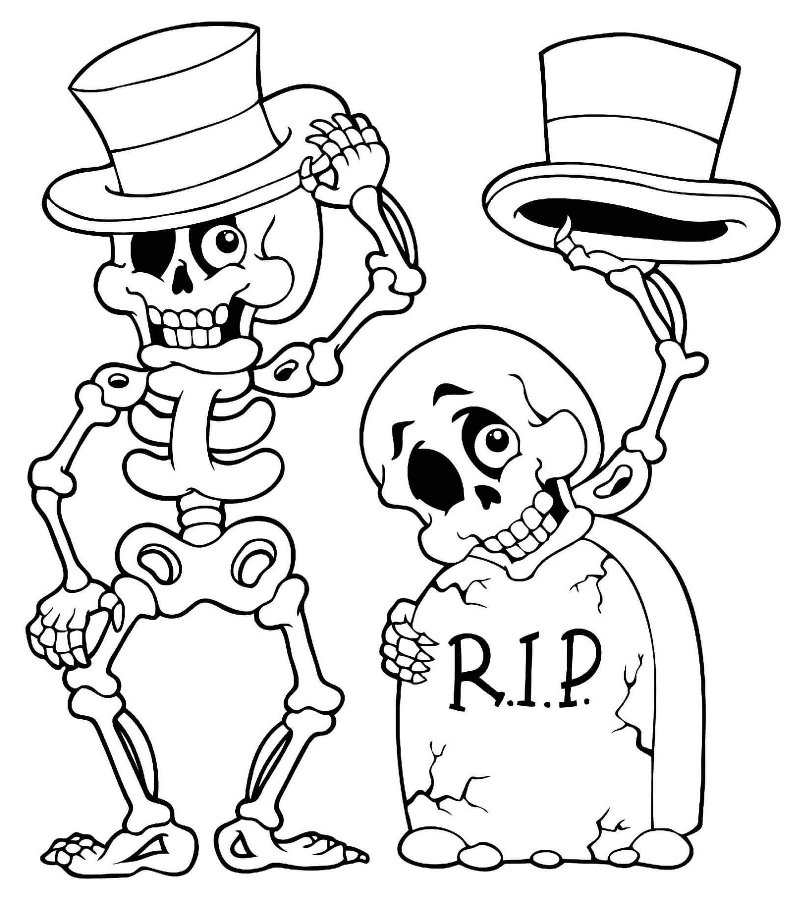 Skeleton coloring pages printable for free download