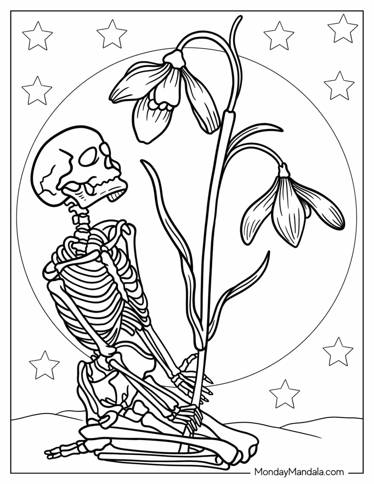Skeleton coloring pages free pdf printables