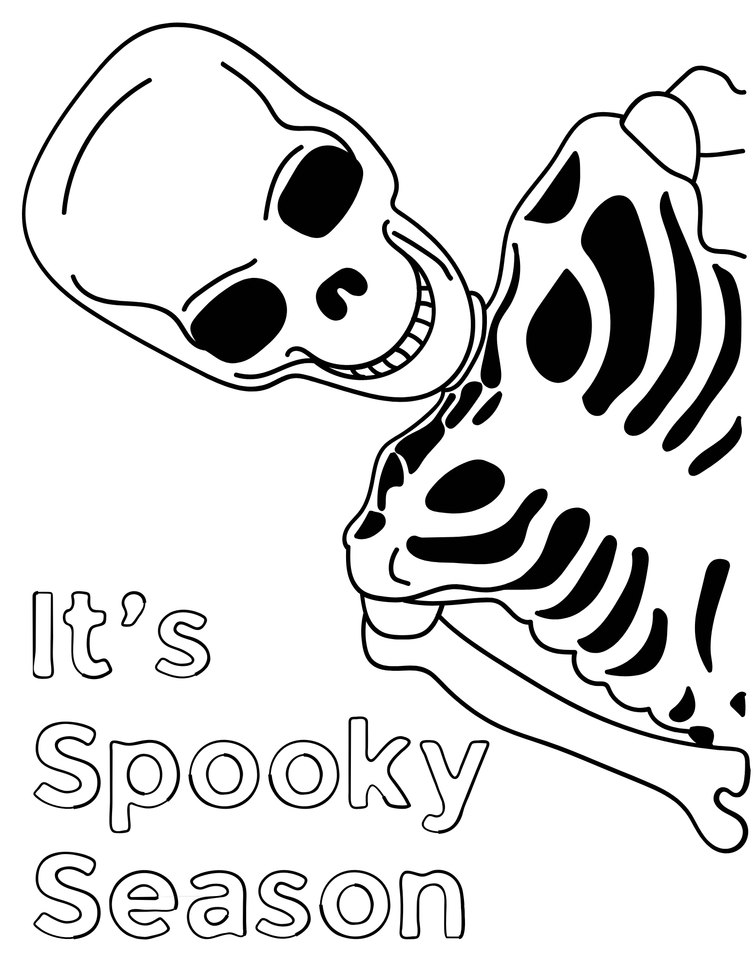 Spooky scary skeleton coloring pages for kids and adults