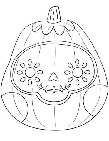 Pumpkin sugar skull coloring page free printable coloring pages