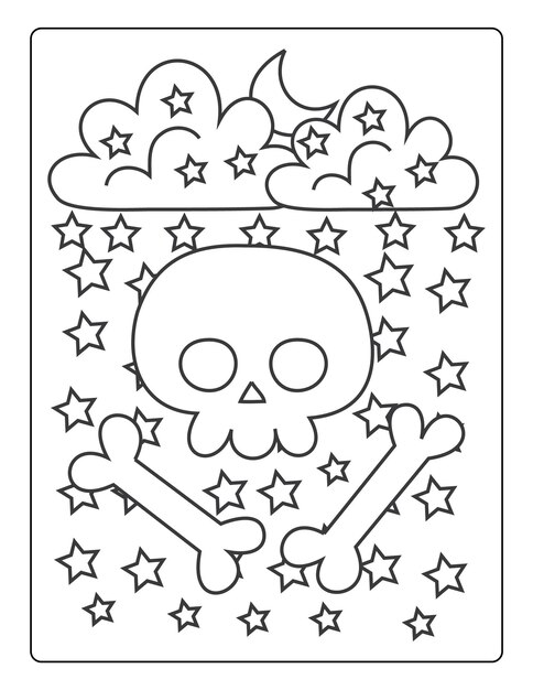 Premium vector halloween coloring pages for kids with hand drawn black color pumpkin sketch illustration