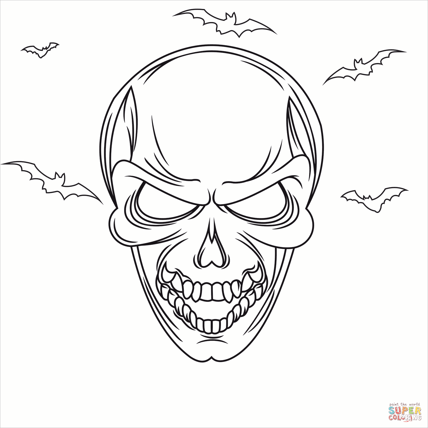 Evil skull coloring page free printable coloring pages