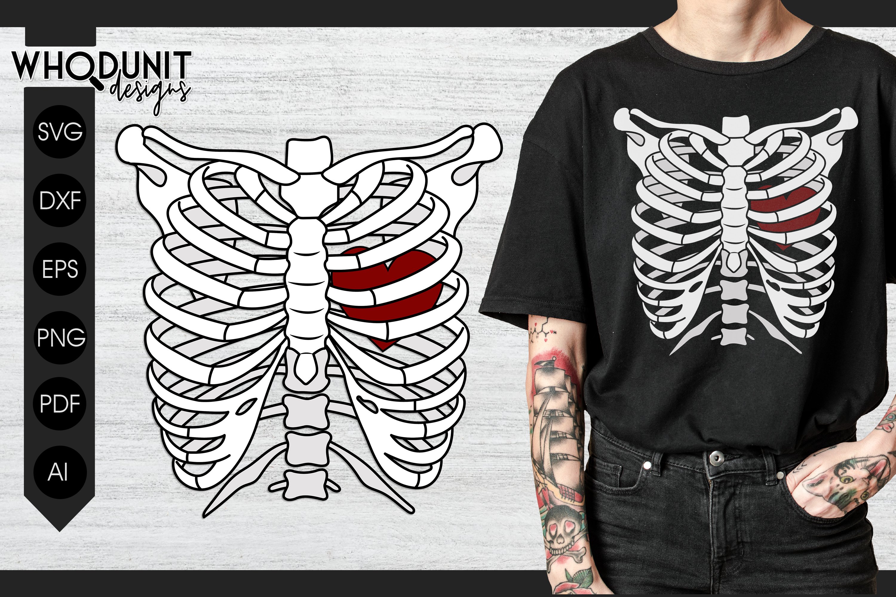 Valentine skeleton svg heart ribcage edgy valentine