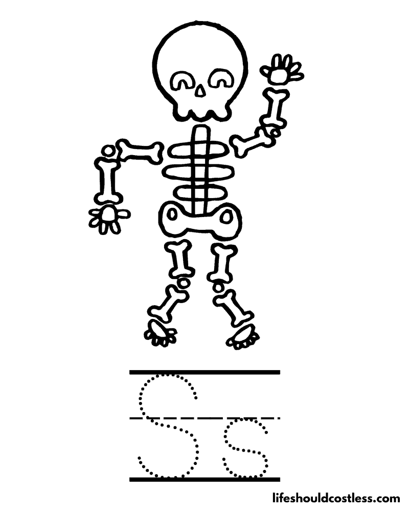 Skeleton coloring pages free printable pdf templates