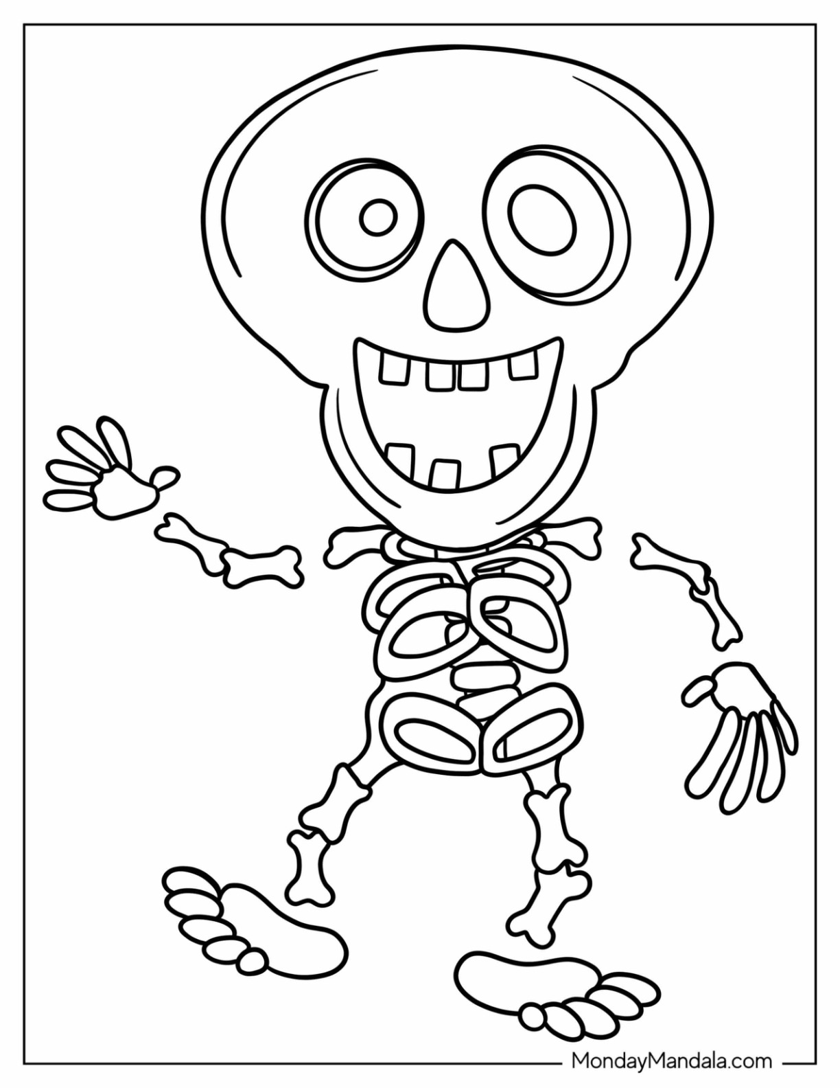 Skeleton coloring pages free pdf printables