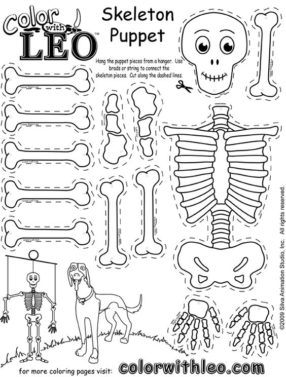 Skeleton printables for kids learning and decorating printables