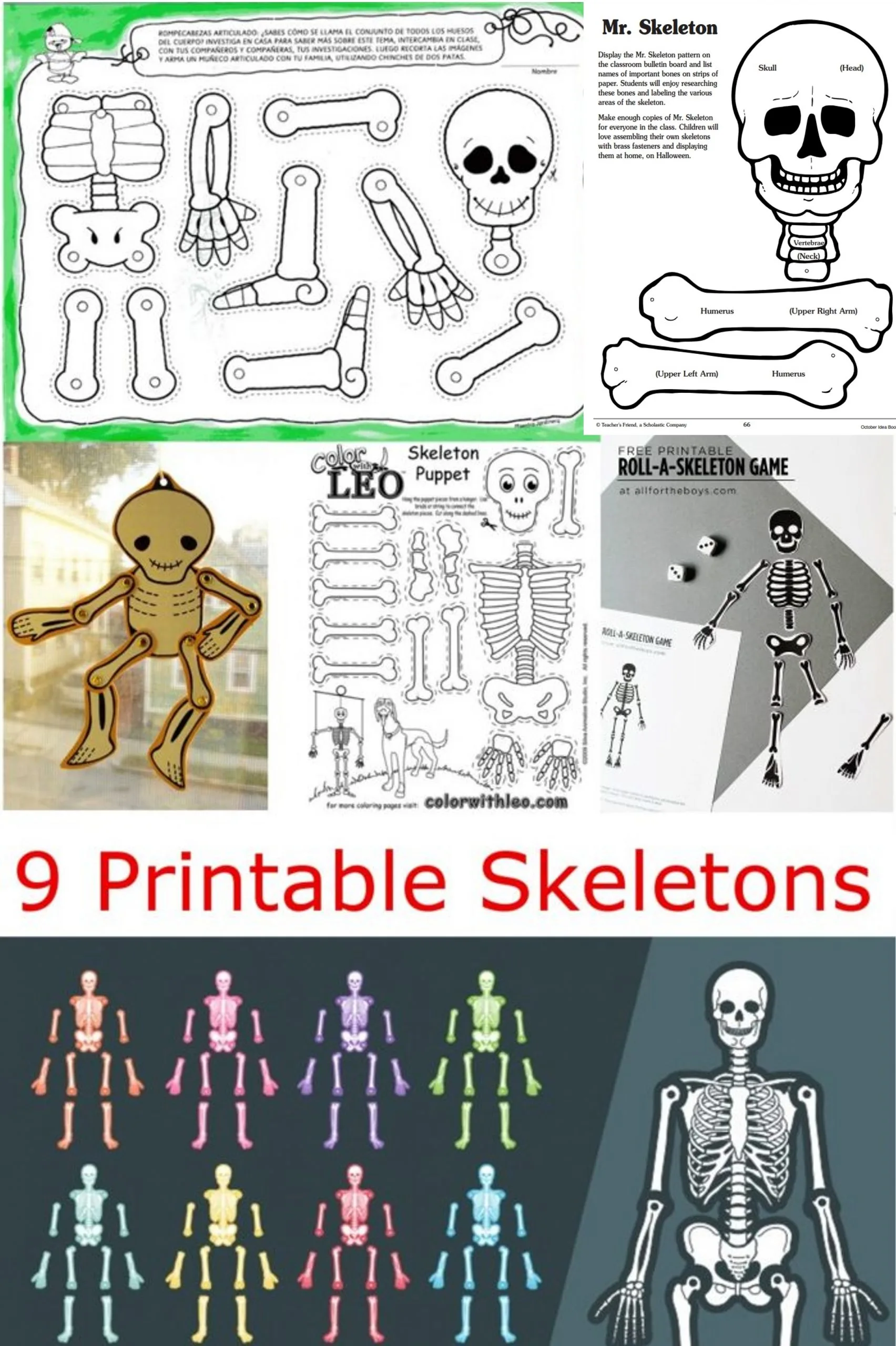 Printable skeleton crafts