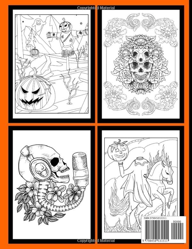 Vintage halloween coloring book fun activity for adults relaxation