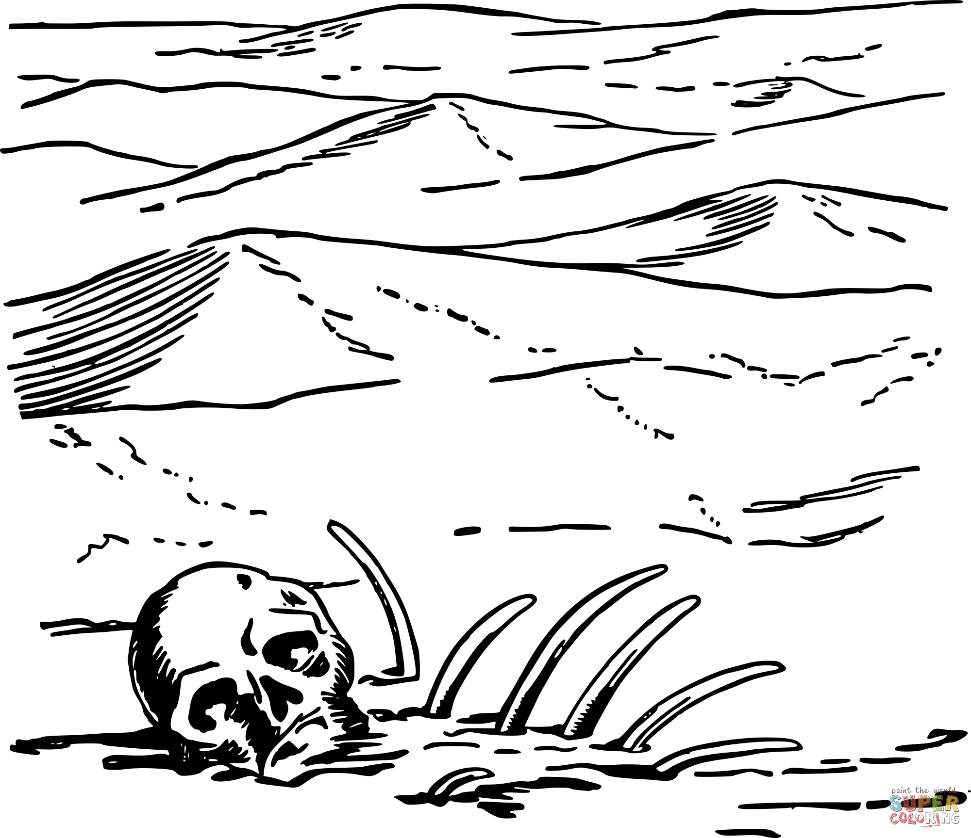 Vintage skeleton in the desert coloring page free printable coloring pages