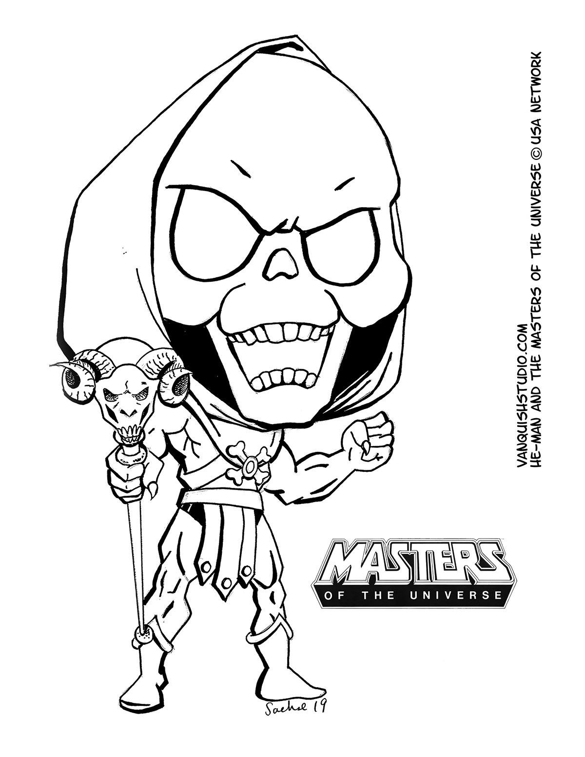 Skeletor coloring page vanquish studio