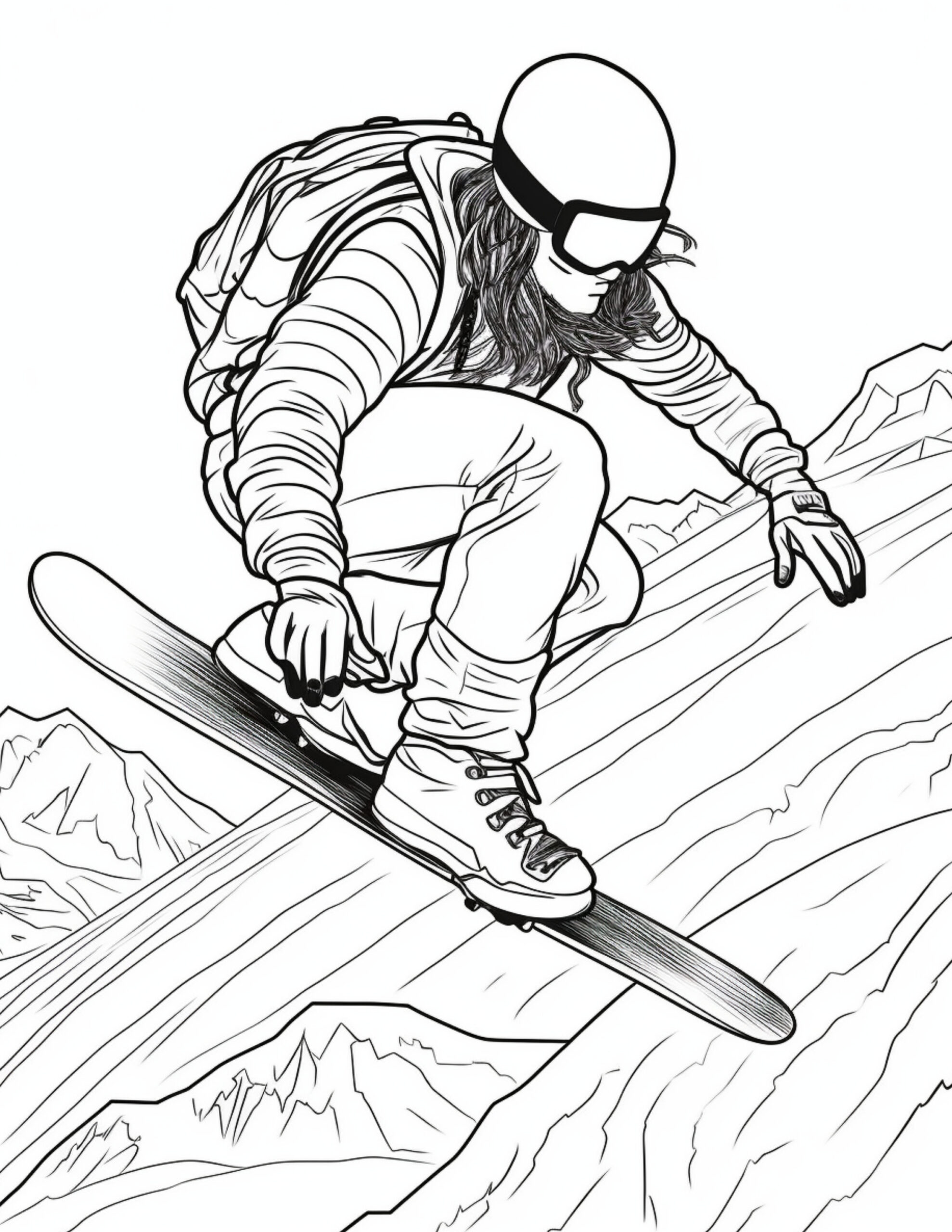 Snowboarding coloring pages