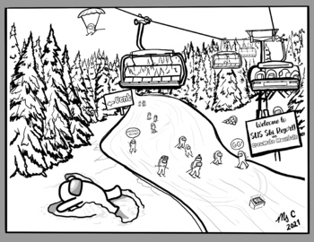 Ski resort winter among us coloring sheet by art with ms c tpt