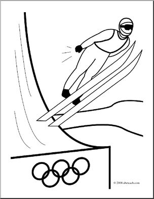 Clip art winter olympics ski jumping coloring page i