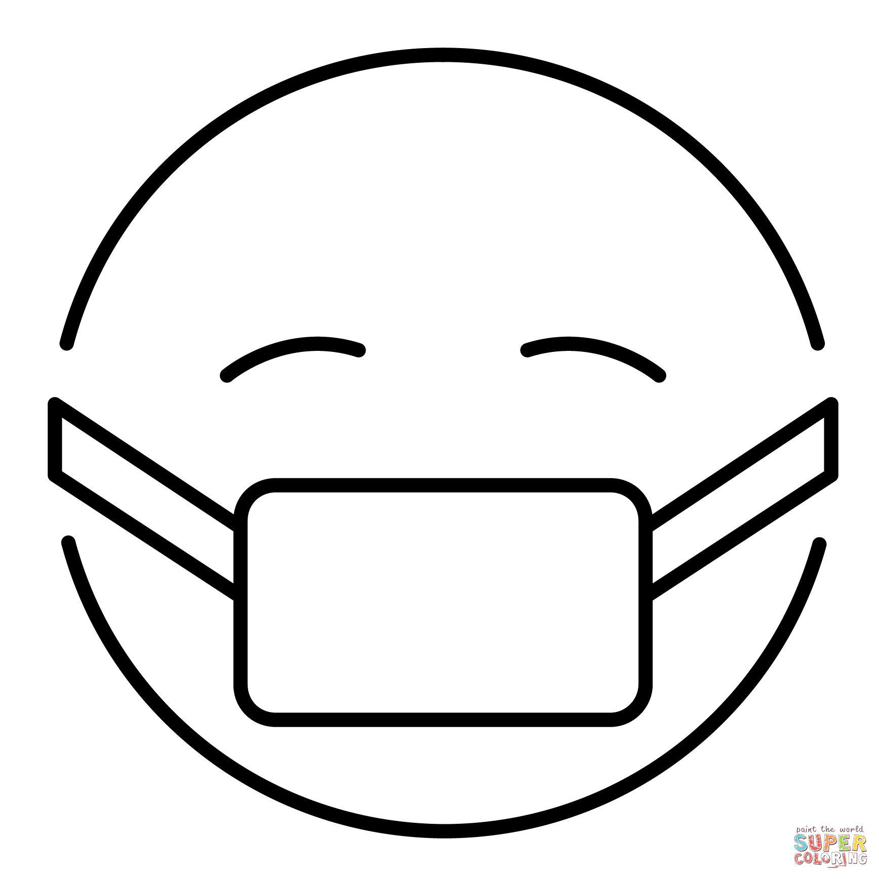 Face with medical mask emoji coloring page free printable coloring pages