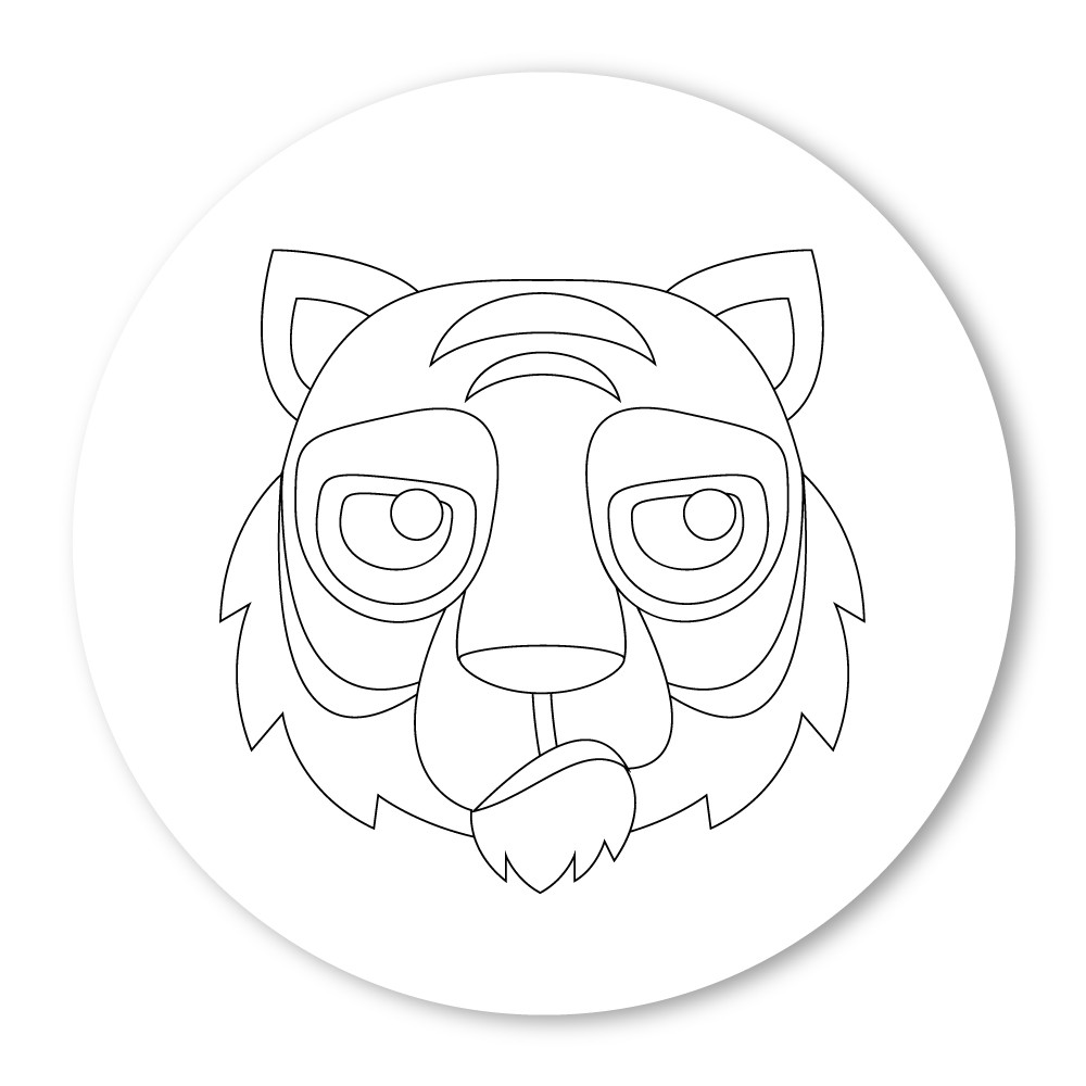 Emoji one coloring wall graphic circle tiger face