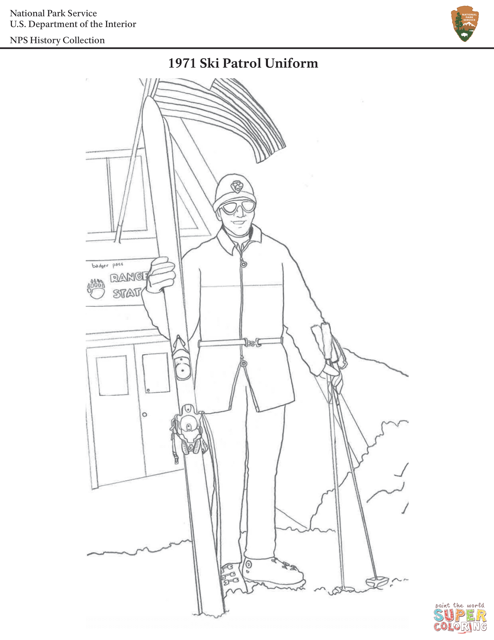 Ski patrol uniform coloring page free printable coloring pages