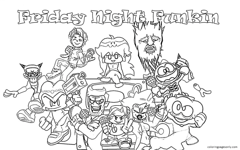 Friday night funkin coloring pages