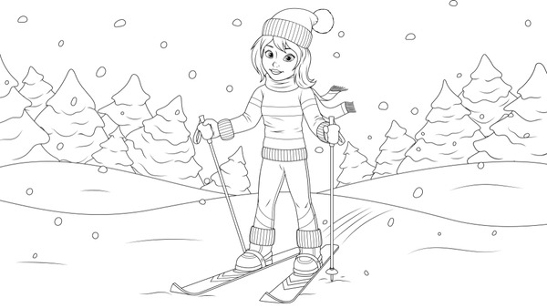 Hundred coloring page ski royalty