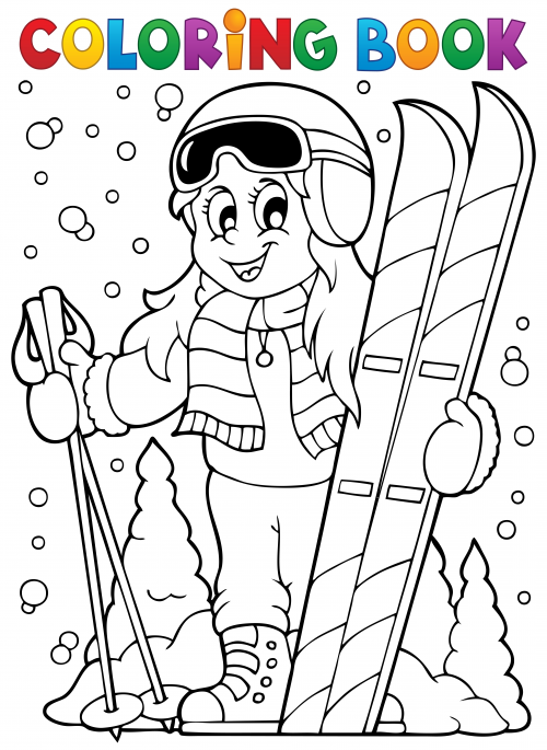 Skiing coloring page