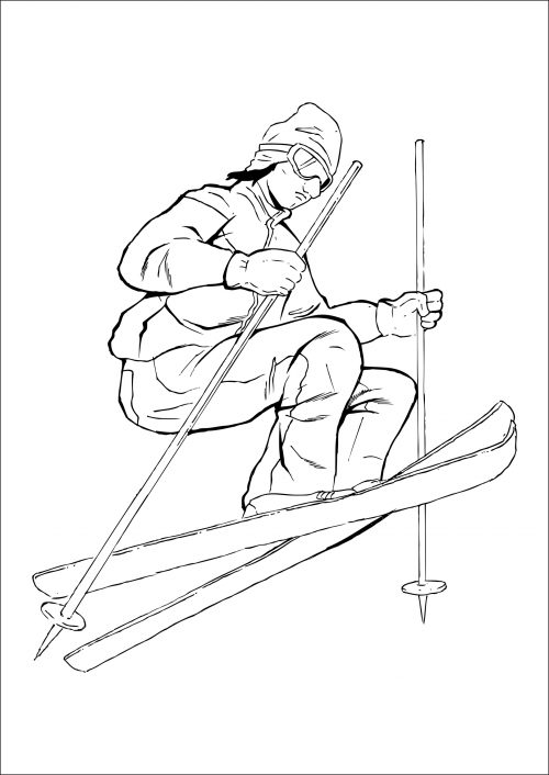 Skiing coloring page