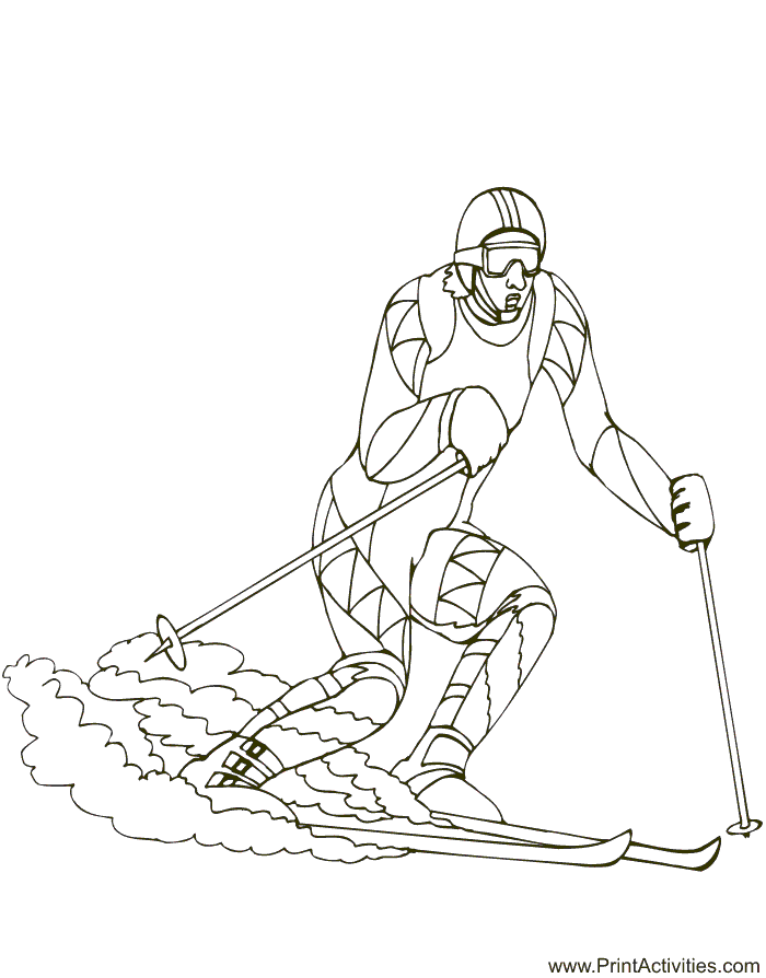 Skiing coloring page olympic downhill skier