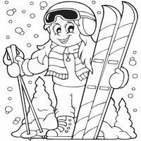 Girl skiing coloring pages