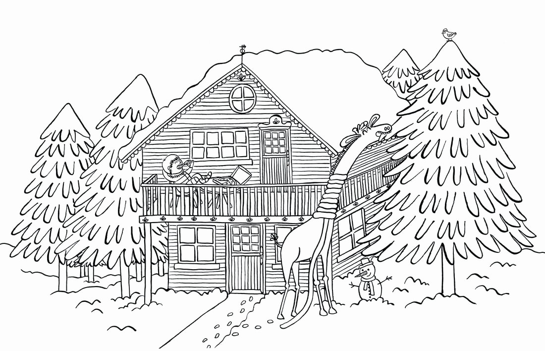 Coloring pages for teach your giraffe to ski