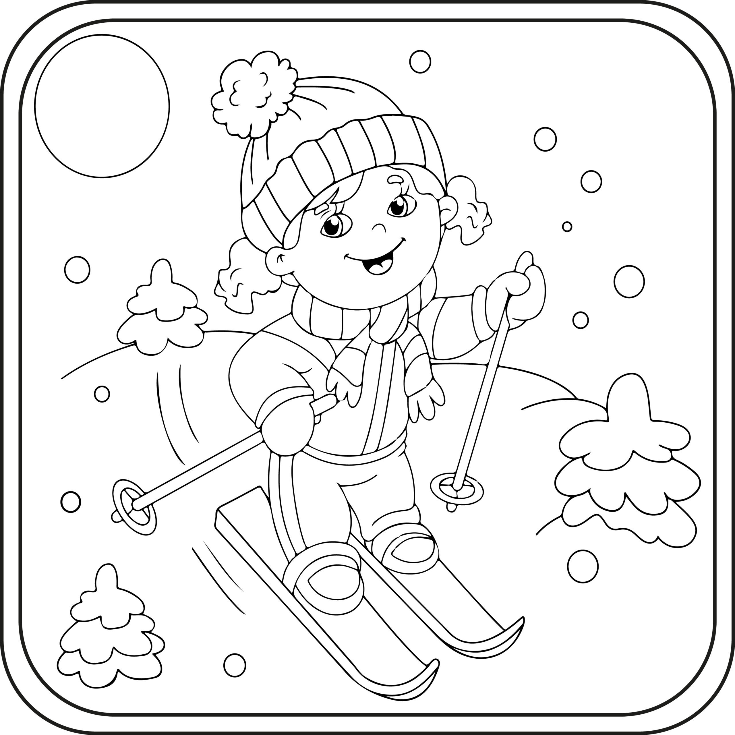 Skiing coloring pages preschool kindergarten first grade made by teachers