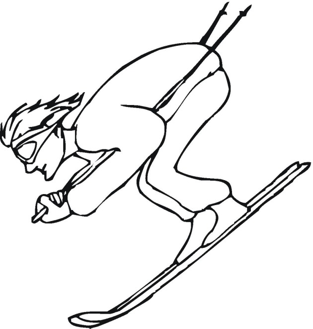 Skiing coloring page