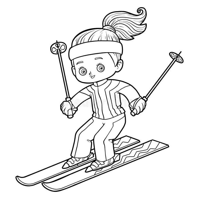 Ski coloring page girl stock illustrations â ski coloring page girl stock illustrations vectors clipart