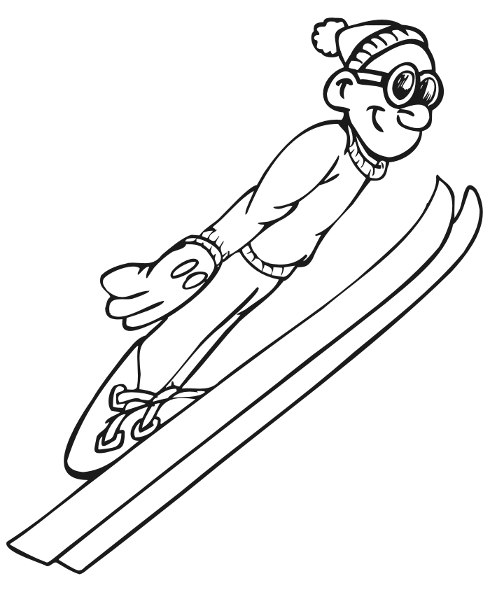 Skiing coloring page ski jumper