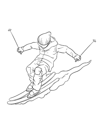 Premium vector alpine skiing isolated coloring page for kids