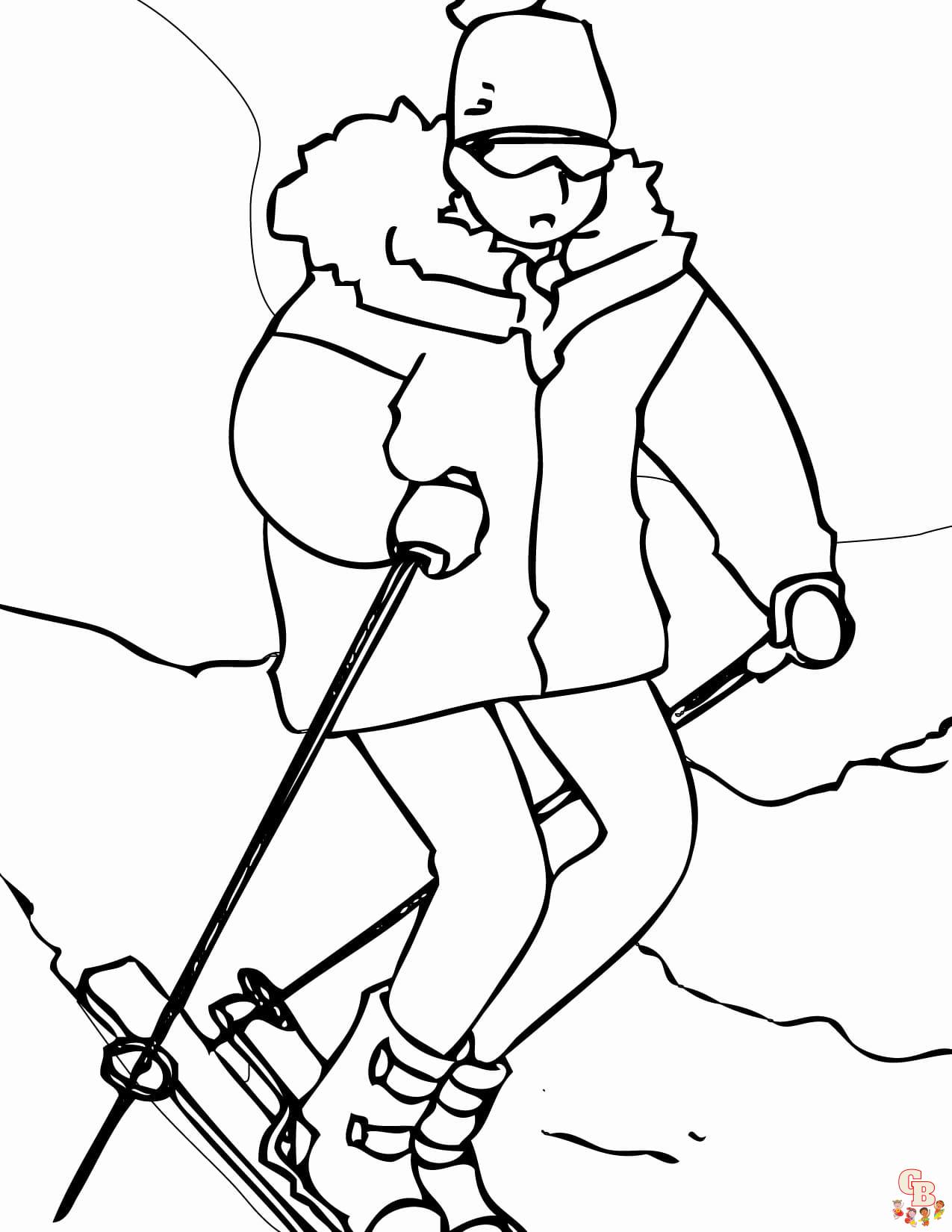 Skiing coloring pages free printable sheets for kids