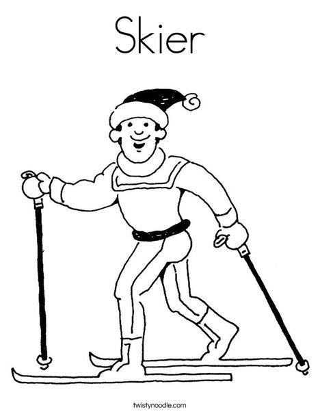 Skier coloring page