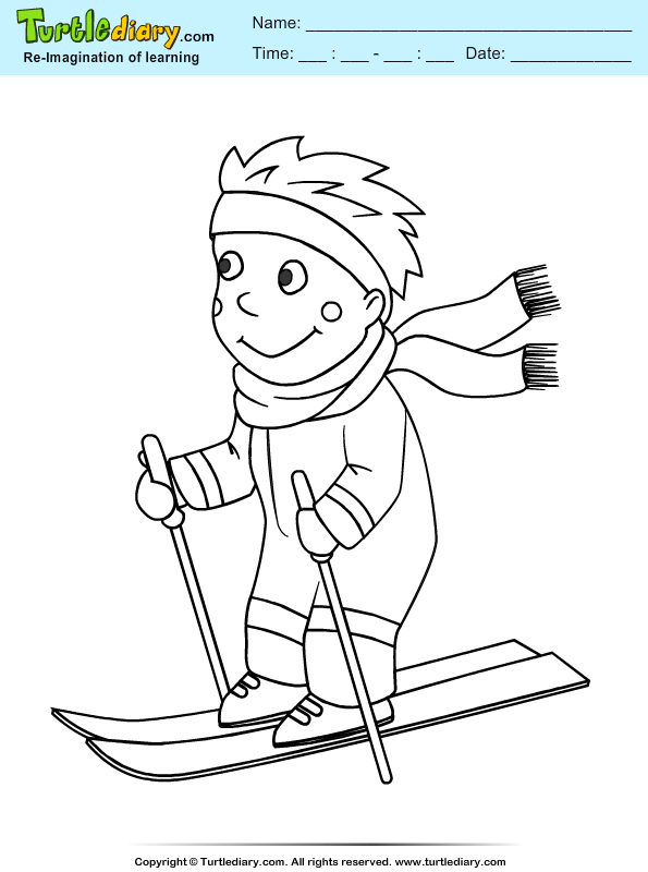 Ski coloring sheet turtle diary