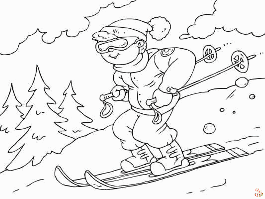 Skiing coloring pages free printable sheets for kids