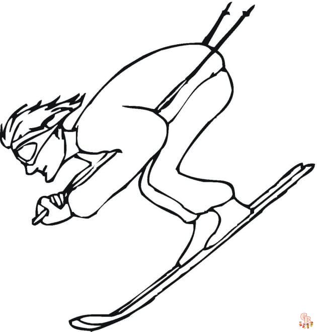 Skiing coloring pages free printable sheets for kids