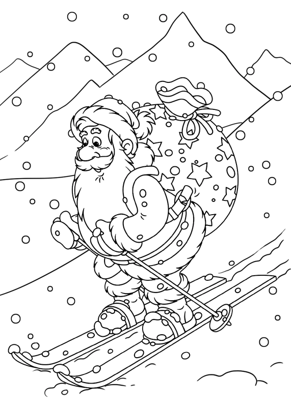 Ðï winter christmas santa claus skiing