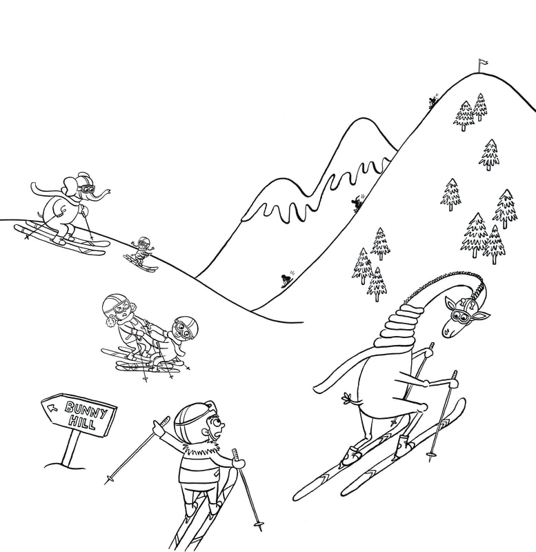 Coloring pages for teach your giraffe to ski