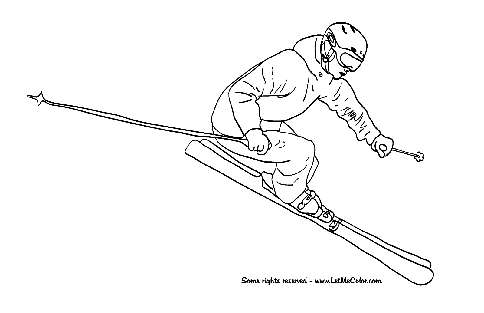 Skiing winter coloring page