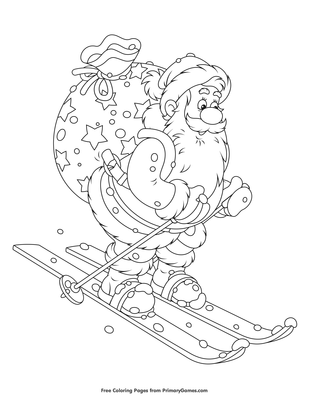 Skiing santa coloring page â free printable pdf from