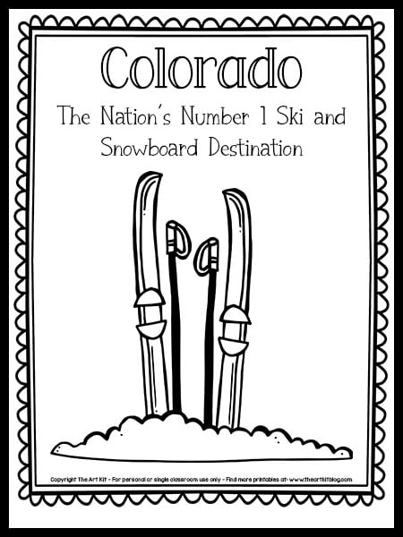 Colorado skiing coloring page free printable â the art kit