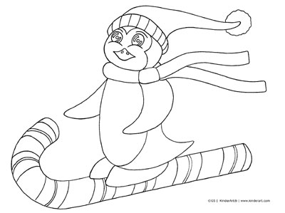 Skiing penguin coloring page printable pages from and kindercolor