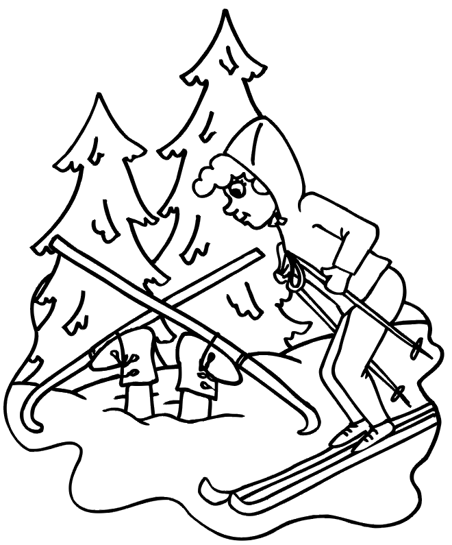 Skiing coloring page a skiier head first in the snow