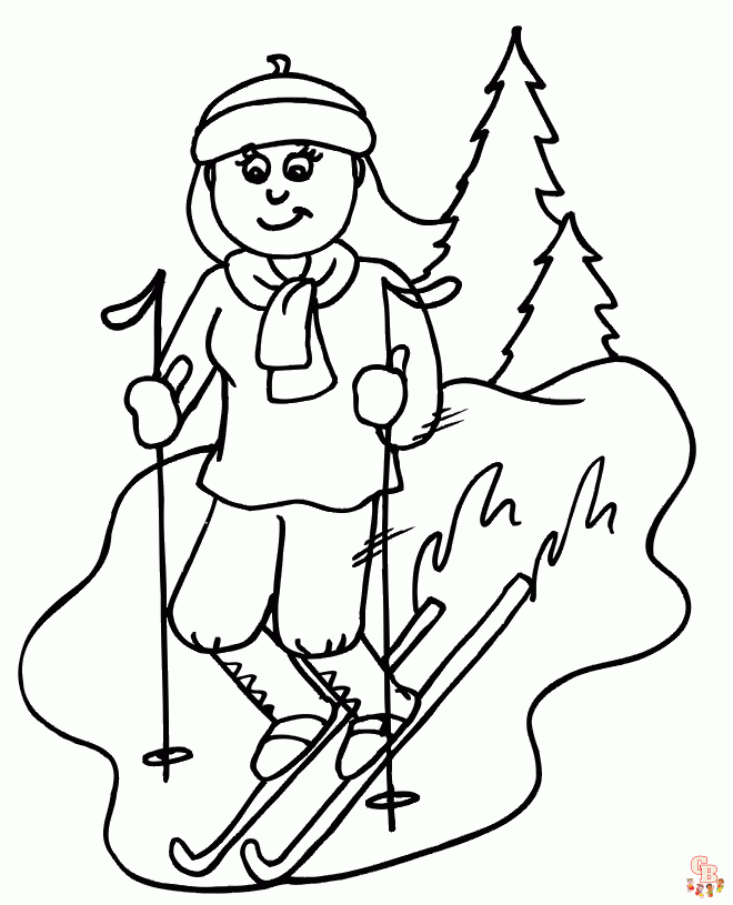 Skiing coloring pages free printable sheets for kids