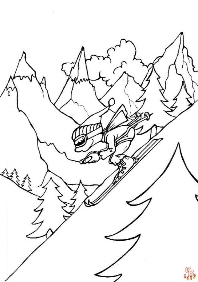 Skiing coloring pages free printable sheets for kids