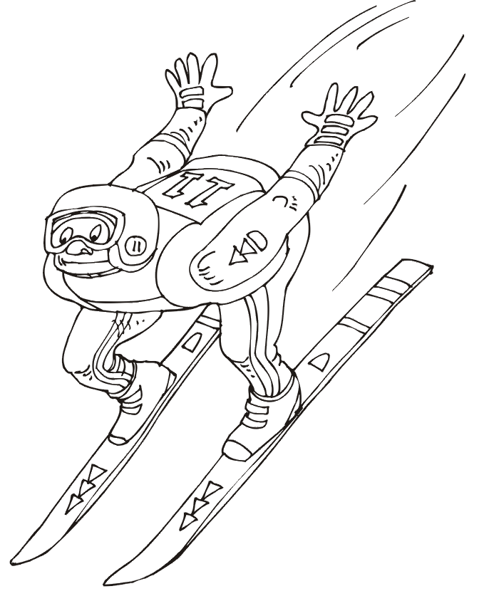 Skiing coloring pages