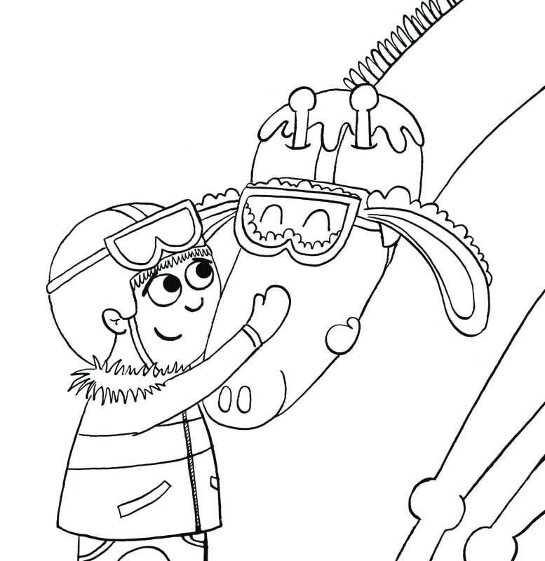 Coloring pages for teach your giraffe to ski