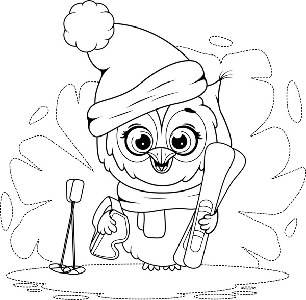 Hundred coloring page ski royalty